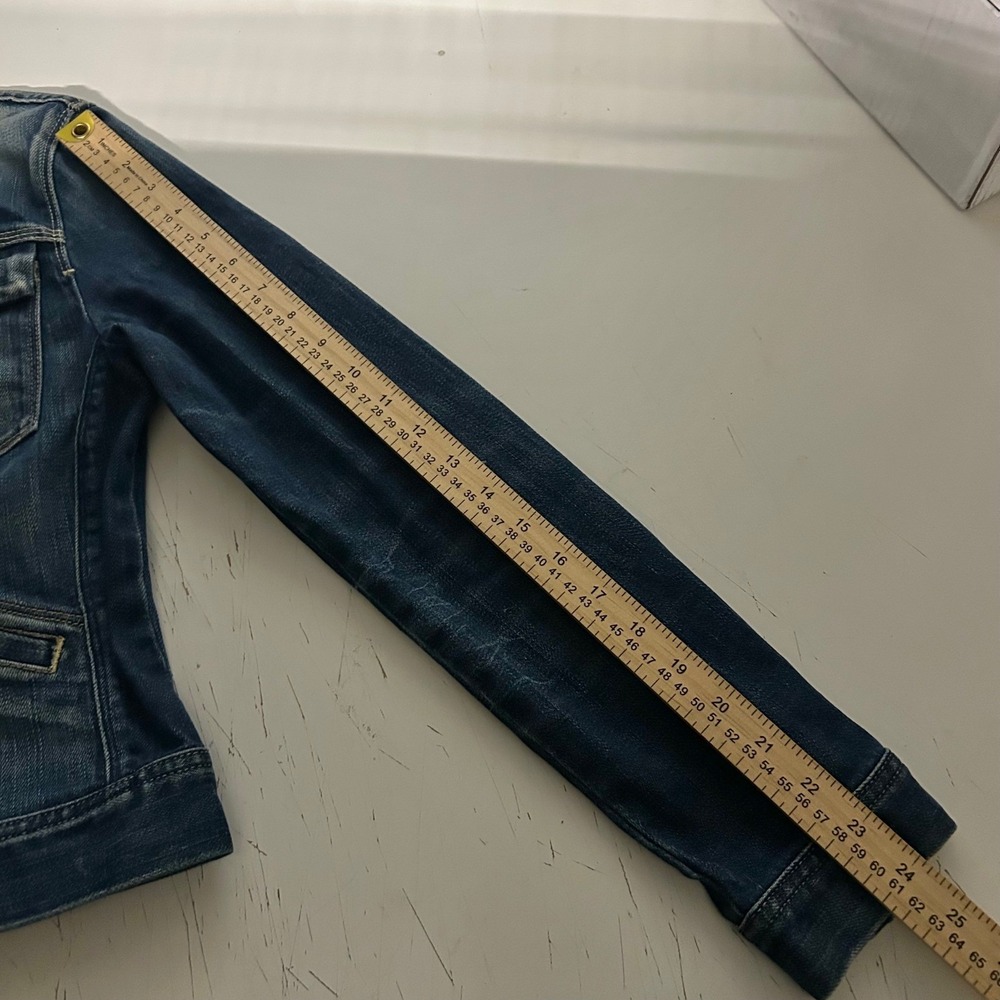Vintage USA made 7 For All Mankind Denim Trucker Jacket Medium Wash Cinch - Picture 12 of 12